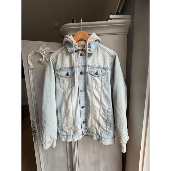 Brooklyn Cloth Jean Jacket Sz S Men’s Sherpa Lining Gray Hoodie Denim - Picture 12 of 12